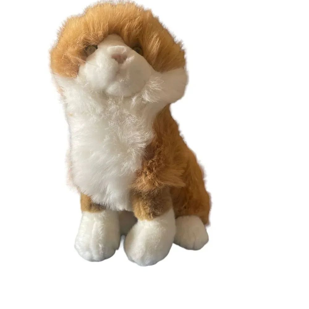 American Wego Toy White & Tan 13" Sitting Maltese Cat Plush Stuffed Animal